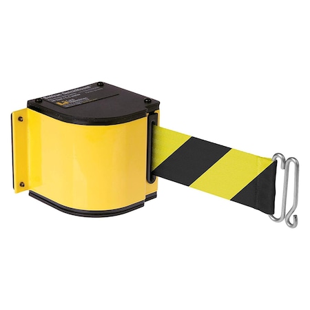 Lavi Industries Quick Mount Barricade, Yellow, 18'L Black/Yellow Retractable Belt, Universal Mount 18/SF/AQ/YL/SH